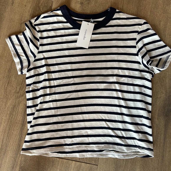 RtA Black and White Striped Short Sleeve Tee - Picture 1 of 3